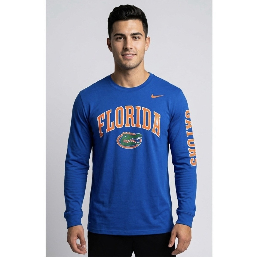 Florida Gators Nike Shirt Mens L Large Royal Blue Dri-Fit Long Sleeve Tee NWOT